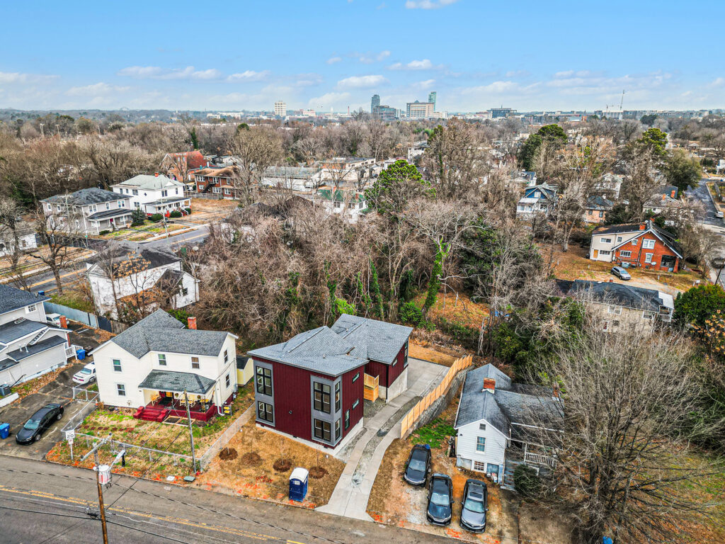 Aerial view of Dupree Duplex in Durham, NC